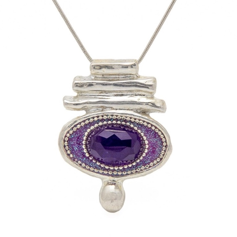 🌹🆕STUNNING PURPLE AMETHYST W/ PURE SILVER CHAIN